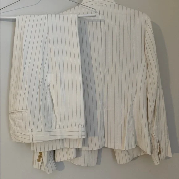 Ann Taylor Cream Pinstripe Blazer and Trousers Set - Picture 5 of 6